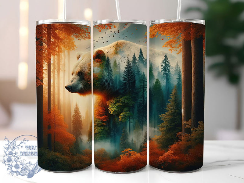 Rustic Wildlife Bear Tumbler, Animal Tumbler Design, Bear 20oz Wrap, Sublimation Design, Nature Lover Gift, Rustic Bear Wrap, Outdoor Wildlife Tumbler Sublimation ToriDesigns 