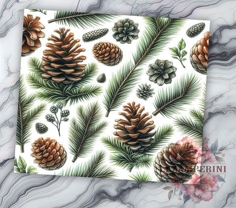Rustic Winter Christmas Tumbler Wrap, Winter Decor, Pine Cones, Tumbler Wrap, Sublimation Design, Christmas Design, Rustic Decor, Holiday Gifts Sublimation Li Zamperini 