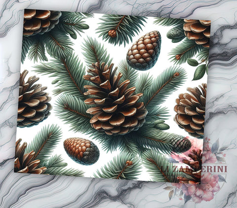 Rustic Winter Christmas Tumbler Wrap, Winter Decor, Pine Cones, Tumbler Wrap, Sublimation Design, Christmas Design, Rustic Decor, Holiday Gifts Sublimation Li Zamperini 