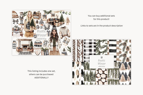 Rustic Winter Digital Paper | Christmas Background Pattern Digital Pattern GlamArtZhanna 