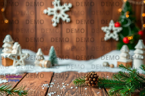 Rustic Winter Scene Backdrop Mock Up Photo Sublimatiz Designs 