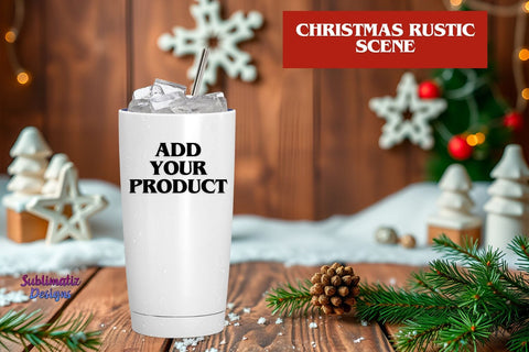 Rustic Winter Scene Backdrop Mock Up Photo Sublimatiz Designs 