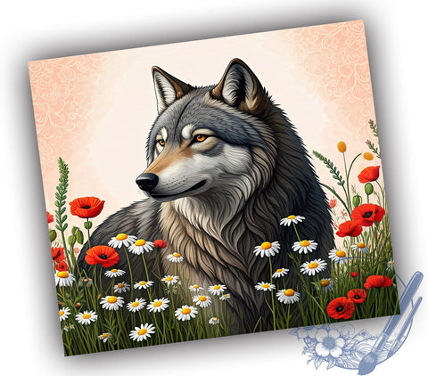 Rustic Wolf Tumbler Wrap, Wolf Tumbler, Wildlife Decor, Animal Lover Gift, 20oz Tumbler Wrap, Sublimation Design, Nature Drinkware, Rustic Wildlife Art Sublimation ToriDesigns 