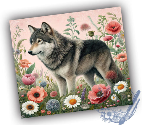 Rustic Wolf Tumbler Wrap, Wolf Tumbler, Wildlife Decor, Animal Lover Gift, 20oz Tumbler Wrap, Sublimation Design, Nature Drinkware, Rustic Wildlife Art Sublimation ToriDesigns 