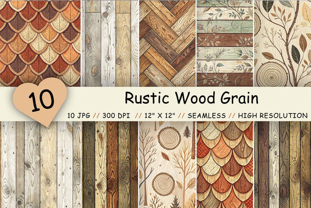 Rustic Wood Grain Digital Paper - Vintage Farmhouse Plank Seamless Patterns Digital Pattern FloridPrintables 