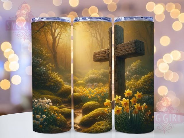 Rustic Wooden Easter Faith Cross Tumbler, Easter Faith Tumbler, Rustic Cross Wrap, Whimsical Easter Wrap, Christian Easter Wrap, Sublimation Design, Trendy Gift Idea Sublimation SvggirlplusArt 