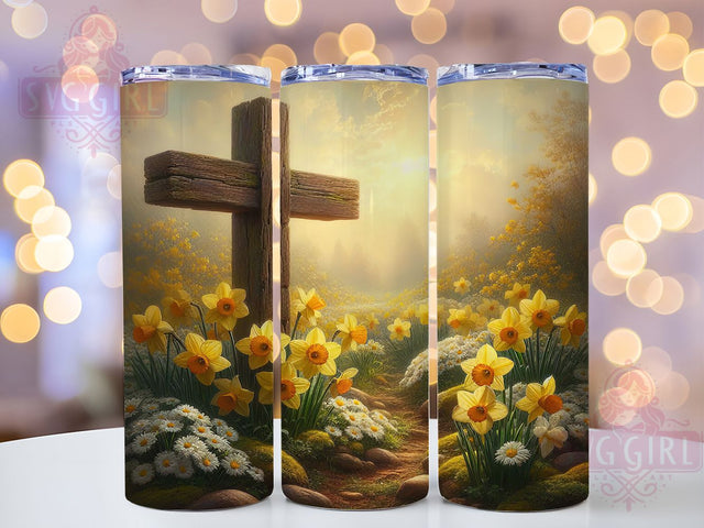 Rustic Wooden Easter Faith Cross Tumbler, Easter Faith Tumbler, Rustic Cross Wrap, Whimsical Easter Wrap, Christian Easter Wrap, Sublimation Design, Trendy Gift Idea Sublimation SvggirlplusArt 