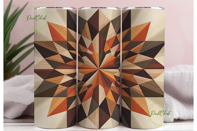Rustic Wooden Quilt 20oz Tumbler Wrap Sublimation PixelChick 