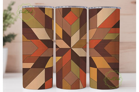 Rustic Wooden Quilt 20oz Tumbler Wrap Sublimation PixelChick 
