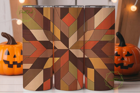 Rustic Wooden Quilt 20oz Tumbler Wrap Sublimation PixelChick 