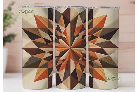 Rustic Wooden Quilt 20oz Tumbler Wrap Sublimation PixelChick 