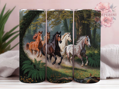 Rustic Woodland Horse Tumbler, Forest Equine Theme, Nature Wildlife Design, Rustic Countryside Style, Majestic Horse Scene, Woodland Landscape, Tumbler Wrap, Sublimation Design, 20oz Tumbler, Equine Ar Sublimation Li Zamperini 