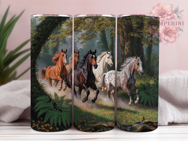 Rustic Woodland Horse Tumbler, Forest Equine Theme, Nature Wildlife Design, Rustic Countryside Style, Majestic Horse Scene, Woodland Landscape, Tumbler Wrap, Sublimation Design, 20oz Tumbler, Equine Ar Sublimation Li Zamperini 