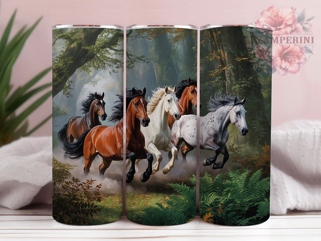 Rustic Woodland Horse Tumbler, Forest Equine Theme, Nature Wildlife Design, Rustic Countryside Style, Majestic Horse Scene, Woodland Landscape, Tumbler Wrap, Sublimation Design, 20oz Tumbler, Equine Ar Sublimation Li Zamperini 