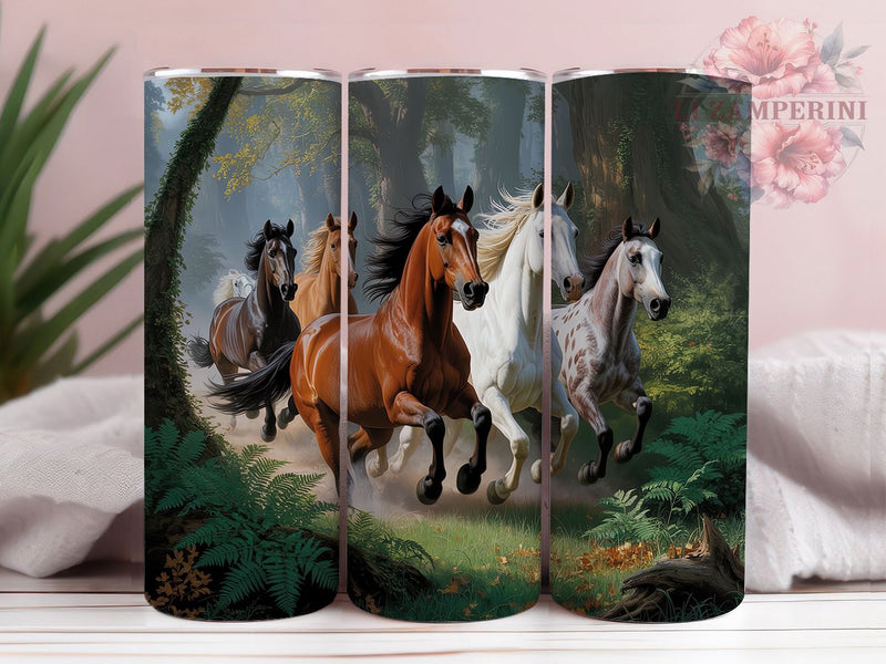 Rustic Woodland Horse Tumbler, Forest Equine Theme, Nature Wildlife Design, Rustic Countryside Style, Majestic Horse Scene, Woodland Landscape, Tumbler Wrap, Sublimation Design, 20oz Tumbler, Equine Ar Sublimation Li Zamperini 