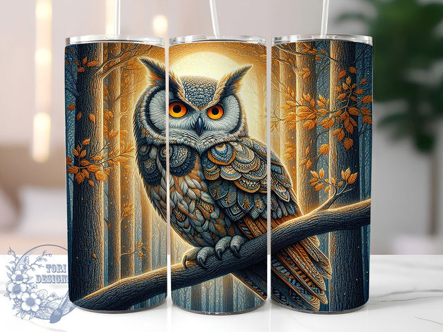 Rustic Woodland Owl Tumbler, Owl Printable Design, 20Oz Sublimation, Cute Owl Pattern, Woodland Owl Wrap, Forest Animal Tumbler, Rustic Owl Design Sublimation ToriDesigns 