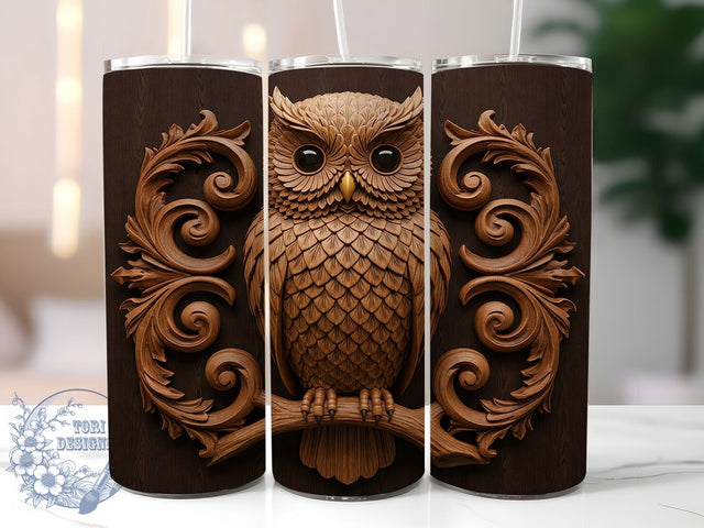 Rustic Woodland Owl Tumbler, Woodsy Owl Design, 20oz Sublimation Wrap, Rustic Owl Tumbler, Woodland Owl Wrap, Boho Owl Tumbler, Nature Owl Tumbler Sublimation ToriDesigns 