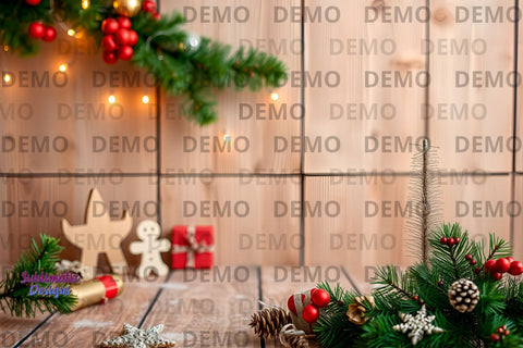 Rustic Xmas Scene Background Mock Up Photo Sublimatiz Designs 