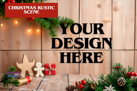 Rustic Xmas Scene Background Mock Up Photo Sublimatiz Designs 