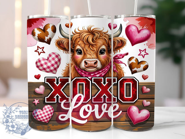 Rustic XOXO Cow Print Valentine Tumbler, Cow Print Wrap, Farmhouse Love Cup, Romantic Sublimation Design, Valentine Gift Tumbler, Rustic Cow Hearts Wrap, Cute Farmhouse Cup Sublimation ToriDesigns 