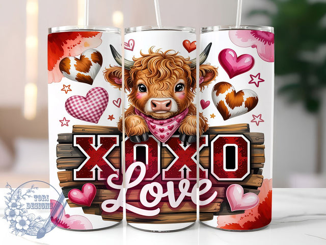 Rustic XOXO Cow Print Valentine Tumbler, Cow Print Wrap, Farmhouse Love Cup, Romantic Sublimation Design, Valentine Gift Tumbler, Rustic Cow Hearts Wrap, Cute Farmhouse Cup Sublimation ToriDesigns 