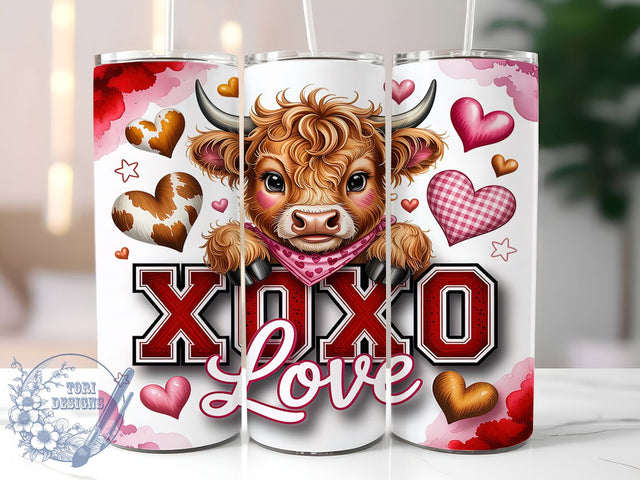 Rustic XOXO Cow Print Valentine Tumbler, Cow Print Wrap, Farmhouse Love Cup, Romantic Sublimation Design, Valentine Gift Tumbler, Rustic Cow Hearts Wrap, Cute Farmhouse Cup Sublimation ToriDesigns 