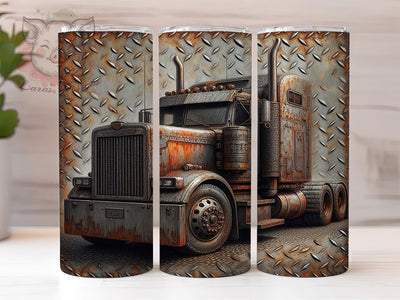 Rusty Vintage Semi Truck Tumbler, Semi Truck Sublimation Wrap, 20Oz Truck Drinkware Wrap, Vintage Semi Truck Cup Wrap, Industrial Truck Tumbler Design Sublimation Lara' s Designs 