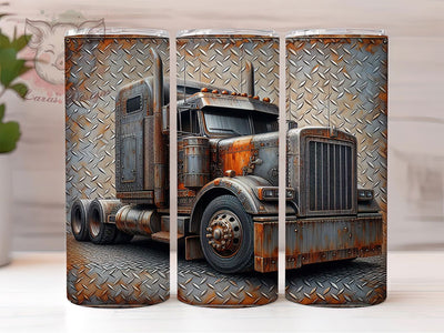 Rusty Vintage Semi Truck Tumbler Wrap, Semi Truck Sublimation Wrap, 20Oz Truck Drinkware Wrap, Vintage Semi Truck Cup Wrap, Industrial Truck Tumbler Design Sublimation Lara' s Designs 