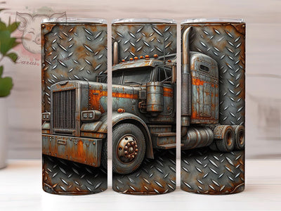 Rusty Vintage Semi Truck Tumbler Wrap, Semi Truck Sublimation Wrap, 20Oz Truck Drinkware Wrap, Vintage Semi Truck Cup Wrap, Industrial Truck Tumbler Design Sublimation Lara' s Designs 