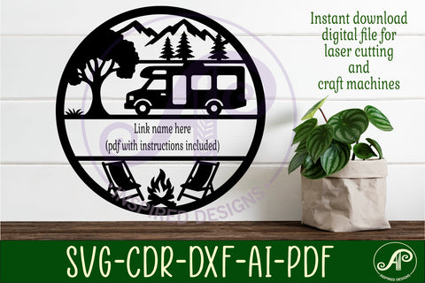 RV camper van name sign svg laser cut template SVG APInspireddesigns 