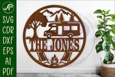 RV camper van name sign svg laser cut template SVG APInspireddesigns 