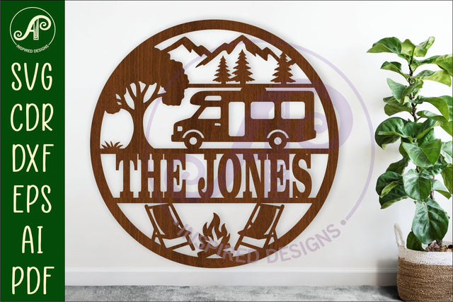RV camper van name sign svg laser cut template SVG APInspireddesigns 