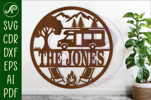 RV camper van name sign svg laser cut template SVG APInspireddesigns 