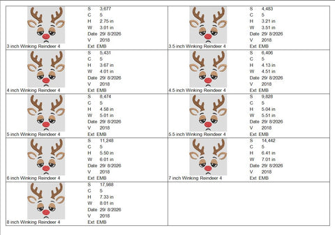 Sad Reindeer Face Embroidery Design – Funny Christmas Red Nose Reindeer Machine Embroidery File, 9 Sizes Embroidery/Applique DESIGNS PatternFeed8 