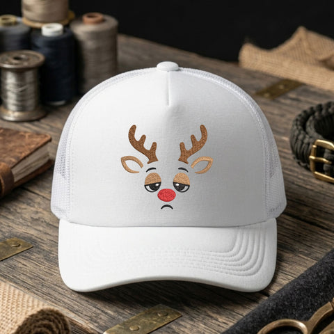 Sad Reindeer Face Embroidery Design – Funny Christmas Red Nose Reindeer Machine Embroidery File, 9 Sizes Embroidery/Applique DESIGNS PatternFeed8 