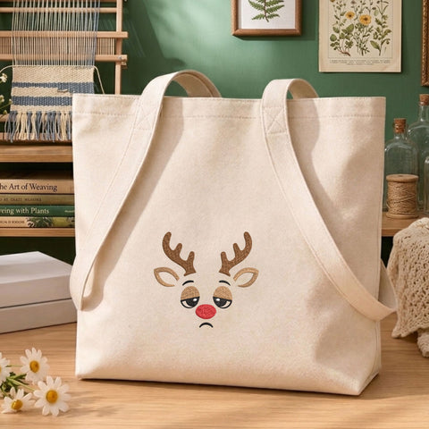 Sad Reindeer Face Embroidery Design – Funny Christmas Red Nose Reindeer Machine Embroidery File, 9 Sizes Embroidery/Applique DESIGNS PatternFeed8 