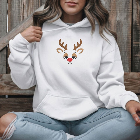 Sad Reindeer Face Embroidery Design – Funny Christmas Red Nose Reindeer Machine Embroidery File, 9 Sizes Embroidery/Applique DESIGNS PatternFeed8 