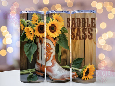 Saddle Sass 20oz Tumbler, Saddle Sass Quote, Cowboy Boot Wrap, Western Style Sublimation, 20oz Tumbler Wrap, Sublimation Design PNG, Rustic Cowgirl Gift, Country Girl Wrap Sublimation SvggirlplusArt 