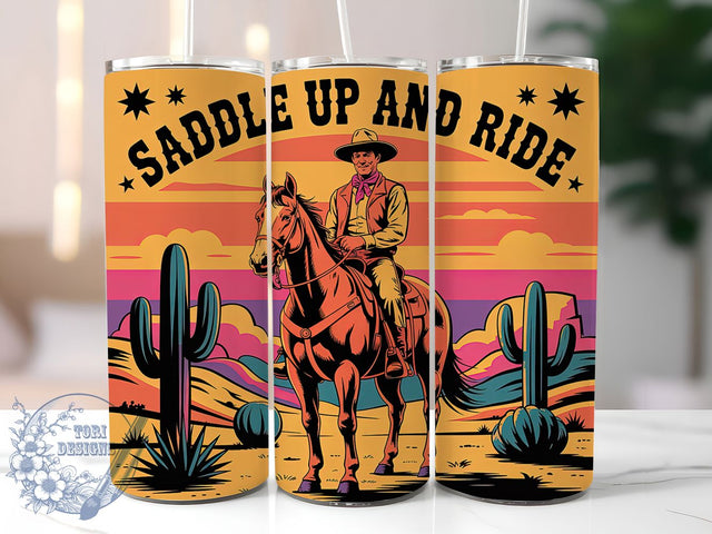 Saddle Up Cowboy 20oz Tumbler, Saddle Up Quote, Ride Cowboy Wrap, Western Style Sublimation, 20oz Tumbler Wrap, Sublimation Design PNG, Rustic Cowboy Gift Sublimation ToriDesigns 