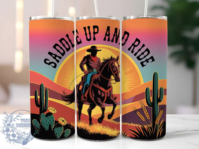 Saddle Up Cowboy 20oz Tumbler, Saddle Up Quote, Ride Cowboy Wrap, Western Style Sublimation, 20oz Tumbler Wrap, Sublimation Design PNG, Rustic Cowboy Gift Sublimation ToriDesigns 