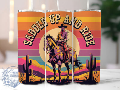 Saddle Up Cowboy 20oz Tumbler, Saddle Up Quote, Ride Cowboy Wrap, Western Style Sublimation, 20oz Tumbler Wrap, Sublimation Design PNG, Rustic Cowboy Gift Sublimation ToriDesigns 