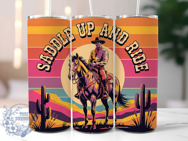 Saddle Up Cowboy 20oz Tumbler, Saddle Up Quote, Ride Cowboy Wrap, Western Style Sublimation, 20oz Tumbler Wrap, Sublimation Design PNG, Rustic Cowboy Gift Sublimation ToriDesigns 