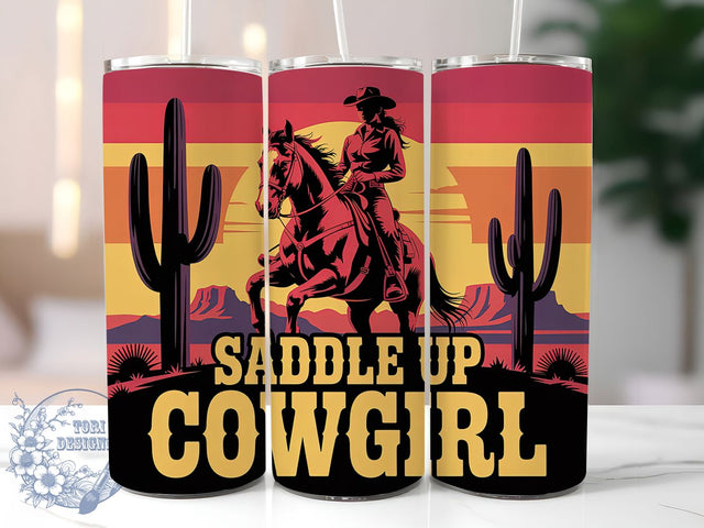 Saddle Up Cowgirl 20oz Tumbler, Rustic Country Girl Wrap, American Flag Sublimation, Patriotic USA Design, Western Cowgirl Theme, 20oz Tumbler Design, PNG Tumbler Wrap Sublimation ToriDesigns 