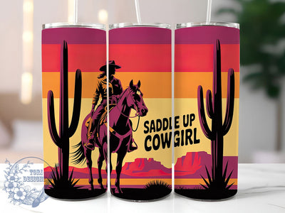 Saddle Up Cowgirl 20oz Tumbler, Rustic Country Girl Wrap, American Flag Sublimation, Patriotic USA Design, Western Cowgirl Theme, 20oz Tumbler Design, PNG Tumbler Wrap Sublimation ToriDesigns 