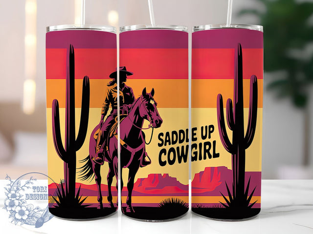 Saddle Up Cowgirl 20oz Tumbler, Rustic Country Girl Wrap, American Flag Sublimation, Patriotic USA Design, Western Cowgirl Theme, 20oz Tumbler Design, PNG Tumbler Wrap Sublimation ToriDesigns 