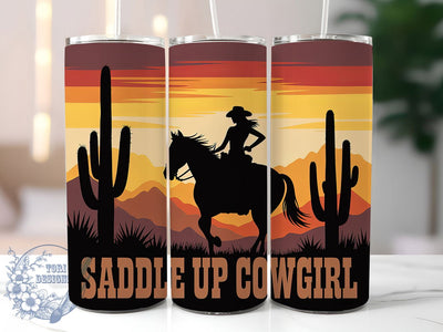Saddle Up Cowgirl 20oz Tumbler, Rustic Country Girl Wrap, American Flag Sublimation, Patriotic USA Design, Western Cowgirl Theme, 20oz Tumbler Design, PNG Tumbler Wrap Sublimation ToriDesigns 
