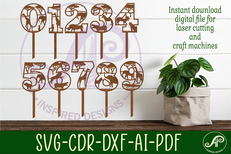 Safari animal number cake toppers SVG cut files SVG APInspireddesigns 