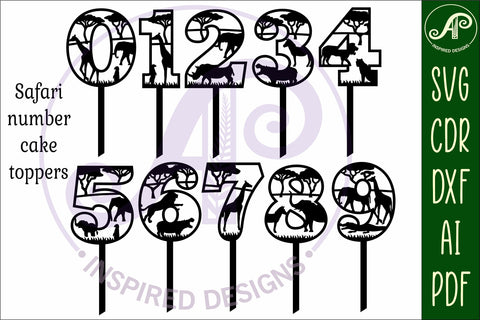 Safari animal number cake toppers SVG cut files SVG APInspireddesigns 