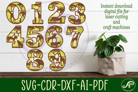 Safari animal number two layer wall sign SVG cut files SVG APInspireddesigns 