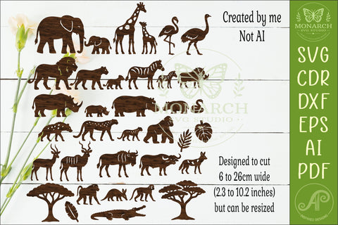 Safari Animal SVG Bundle African shapes SVG APInspireddesigns 